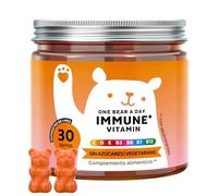 One Bear A Day Immune Vitamin Gominolas - Vitamina D, E, C, Vitamina B6, B12, Niacina, Biotina, Extracto de Própolis - 30 Unidades (1 mes) - Vegetariano, Sin Azúcares, Bears with Benefits