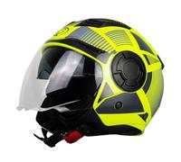 one by Camamoto | Casco Alfa 2.0 Jet/Demi-Jet para Moto y Scooter, Amarillo Fluo - Gris Mate, Doble Visera, Homologado ECE R22-06, Talla XL (60 cm)