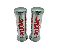 one by Camamoto Manillar Manillar Moto (77344058B Kit Set par puños Eagle Color Aluminio/Rojo con Agarre óptimo Producto de fácil instalación, ø Izquierda 22 mm/Derecha 24 mm - Largo. 135 mm