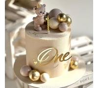 One Cake Topper Acrílico Espejo Bautismo Decoración de Pastel Oro Plata para Primera Fiesta Cumpleaños Aniversario Boda DIY Suministros para Pastel (Dorado)