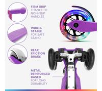 ONE Deluxe Patinete para niños 3-6 años Ruedas led Hasta 50 kg Plegable Altura regulable Fun pro