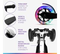 ONE Deluxe Patinete para niños 3-6 años Ruedas led Hasta 50 kg Plegable Altura regulable Fun pro