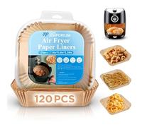 ONE Emporium Forros Freidora de Aire, papel freidora aire, Papeles Horno Reutilizables y Antiadherentes, Comp. con Ninja/Tower/Cosori, Pack 120, 20cm
