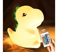 One Fire - Luz nocturna infantil con 16 colores, brillo ajustable, dinosaurio con mando a distancia, lámpara de silicona recargable para bebé y niño
