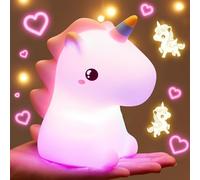 One Fire Unicornio Luz Nocturna Infantil, 16 Color Lampara Bebe Noche, 5 Brillo+Silicona Luz.Bebe Nocturna,1200mAh Lampara Recargable Luz Quitamiedos Infantil Luz Roja Bebe,Unicornios para Niñas