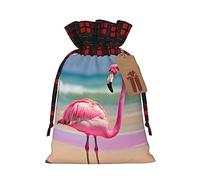 One Flamingo On Beach - 1 bolsa de material duradero de 8.3 x 11.8 pulgadas con cordón para regalo elegante de Halloween