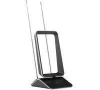 One For All - Antena de TV Interior Amplificada - Recibe TDT en un Rango de 25km - Antena Full HD TV Digital - Incluye Cable Coaxial de Alto Rendimiento - VHF/UHF - Filtro 3G/4G/5G - Negra - SV9465