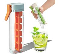 One Glass Ice Maker, Press Type Ice Cube Tray with Lid, Easy Release Silicone Ice Molds for Cocktails,Coffee & Water Bottles, Space Saving Cylinder Design, 6 Cubes per Press (Orange)