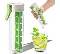 One Glass Ice Maker, Press Type Ice Cube Tray with Lid, Easy Release Silicone Ice Molds for Cocktails,Coffee & Water Bottles, Space Saving Cylinder Design, 6 Cubes per Press (Green)