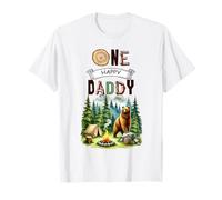 One Happy Daddy Camper Primer Cumpleaños Camping Bear Father Camiseta