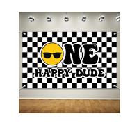 One Happy Dude 1st Birthday Backdrop First Birthday Party Decorations for Boy Background Banner Cake Table Decor Photobooth Gift Prop Fabric 72.8 x 43