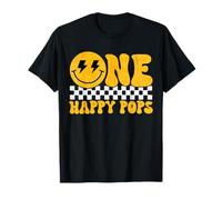 One Happy Pops 1er Cumpleaños Groovy Smile 1 Year Old Dude Men Camiseta