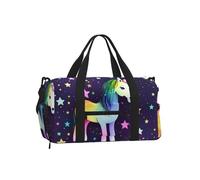 One-Horse Star - Bolsa de lona con compartimento para zapatos, gimnasio, fin de semana para hombres y mujeres, bolsa de viaje impermeable con bolsillo húmedo para zapatos sucios