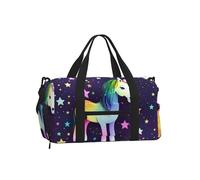 One-Horse Star - Bolsa deportiva con compartimento para zapatos, ligera, para gimnasio, fin de semana para hombres y mujeres, bolsa de viaje impermeable con bolsillo húmedo