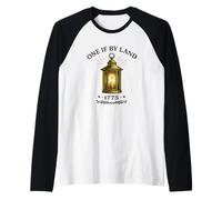 One If by Land 1775 Linterna Colonial Historia Americana Camiseta Manga Raglan
