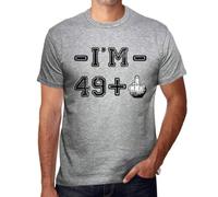 One in the City Camiseta para Hombre 50 Años Tengo 49 + Un Dedo Medio - 50 Years I'm 49 + A Middle Finger - Regalo Diseño Gráfico 50 Años Cumpleaños Aniversario Moda Año 1974 Gris Mezcla M