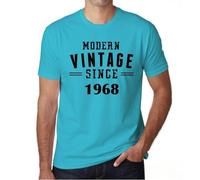One in the City Camiseta para Hombre Vintage Moderno Desde 1968 - Modern Vintage Since 1968 - Regalo Diseño Gráfico 56 Años Cumpleaños Aniversario Moda Año 1968 Azul atolón L