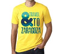 One in the City Hombre Camiseta Vintage T-Shirt Gráfico and Travel To Zaragoza Amarillo
