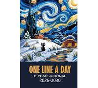 One Line a Day 5 Year Journal 2026-2030: Five Year Memory Keeper Book See How Your Life Changes Year After Year on The Same Date Cute Cat starry night art