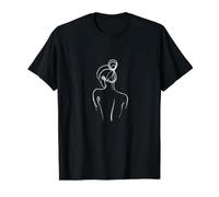 One Line Design La Espalda de una Mujer La Espalda de una Mujer Camiseta gráfica económica, Hombre, Negro, M