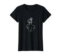One Line Design La Espalda de una Mujer La Espalda de una Mujer Camiseta gráfica económica, Mujer, Negro, XS