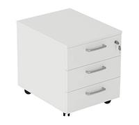 One Living Cajonera Oficina con Ruedas, Archivador Móvil con 3 Cajones y Cerradura (Blanco, 42 x 56 x 51 cm)