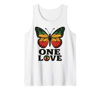 One Love Butterfly Rasta Reggae Paz Rastafari Raíces Retro Camiseta sin Mangas