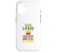 One Love Let's Get Together and Feel All Right Bandera de Jamaica Carcasa para iPhone 16