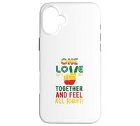 One Love Let's Get Together and Feel All Right Bandera de Jamaica Carcasa para iPhone 16 Plus