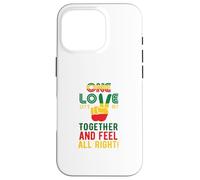 One Love Let's Get Together and Feel All Right Bandera de Jamaica Carcasa para iPhone 16 Pro