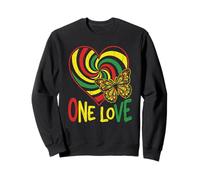 One Love Rasta Corazón Mariposa Reggae Raíces Estilo Jamaica Sudadera