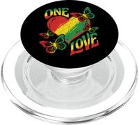 One Love Rasta Corazón Rojo Amarillo Verde Reggae Mariposa Raíces PopSockets PopGrip para MagSafe