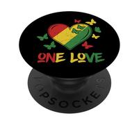 One Love Rasta Heart Reggae Raíces Jamaica Mariposa Paz PopSockets PopGrip Adhesivo