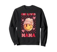 One Loved Mama - Camisa a cuadros con corazones sonrientes, color rosa Sudadera