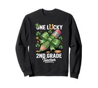 One Lucky 2nd Grade Teacher Shamrock St Patricks Day School Sudadera