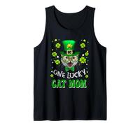 One Lucky Cat Mom Funny Kitten St Patricks Day Cats Lovers Camiseta sin Mangas