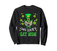 One Lucky Cat Mom Funny Kitten St Patricks Day Cats Lovers Sudadera
