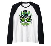 One Lucky Teacher St Patricks Day Shamrock Gafas de Sol Camiseta Manga Raglan