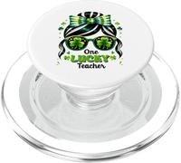 One Lucky Teacher St Patricks Day Shamrock Gafas de Sol PopSockets PopGrip para MagSafe