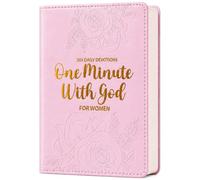 One Minute with God for Women 365 Devociones, devocional diario para | Libro devocional con versículos de la Biblia y reflexiones diarias, diario de oración con cubierta de cuero rosa de alta