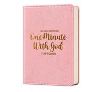 One Minute With God para mujeres, 365 devocionales diarios para mujeres con versículos de la Biblia, reflexiones cortas y promesas de Dios, libro cristiano de piel sintética rosa, regalo inspirador