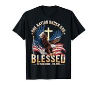 One Nation Under God Blessed Eagle Bandera de Estados Unidos Cruz Patriota Camiseta