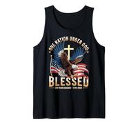 One Nation Under God Blessed Eagle Bandera de Estados Unidos Cruz Patriota Camiseta sin Mangas