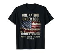 One Nation Under God - Christian Faith Patriotic USA Vintage Camiseta gráfica económica, Hombre, Negro, L