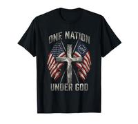 One Nation Under God Cross - Bandera Americana con gráfico patriótico Camiseta