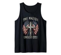 One Nation Under God Cross - Bandera Americana con gráfico patriótico Camiseta sin Mangas