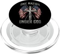 One Nation Under God Cross - Bandera Americana con gráfico patriótico PopSockets PopGrip para MagSafe