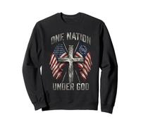 One Nation Under God Cross - Bandera Americana con gráfico patriótico Sudadera