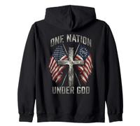 One Nation Under God Cross - Bandera Americana con gráfico patriótico Sudadera con Capucha