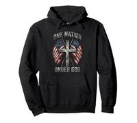 One Nation Under God Cross - Bandera Americana con gráfico patriótico Sudadera con Capucha
